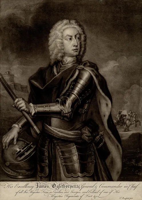 Framed Print : James Edward Oglethorpe founded of the American colony of Georgia hoping to provided Britains worthy poor, a fresh start in the New World