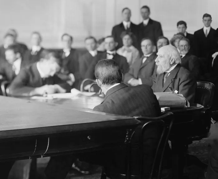 Framed Print : James J. Hill 1838 -1916 was an elderly white bearded man when he testified at the House of Representative special investigation of the U.S. Steel for anti-trust violations