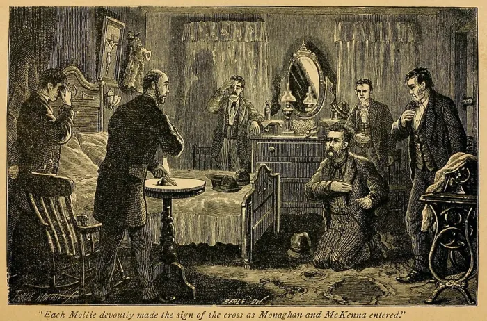 Framed Print : James McParlan, being initiated into the Irish secret society, the Molly Maguires