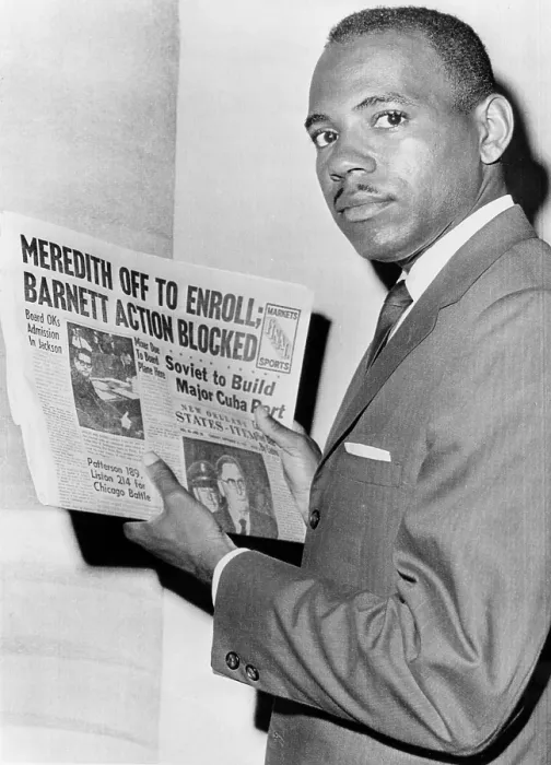 Framed Print : James Meredith after attempt to enroll at the University of Mississippi is blocked by Mississippi Governor Barnett, New Orleans, LA, September 25, 1962