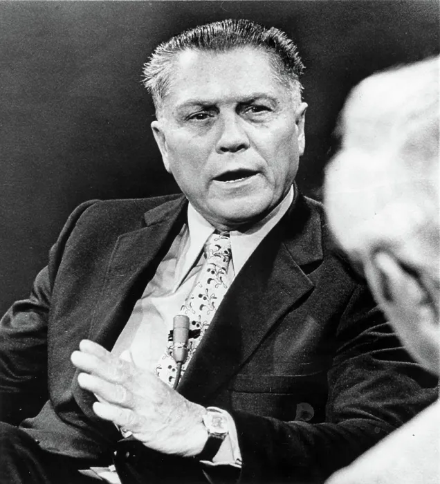 Framed Print : JAMES R. HOFFA-Former Teamsters Union president during a television inteview endorsing President Nixon for re-election. 2 / 13 / 72. Courtesy: CSU Archives  /  Everett Collection
