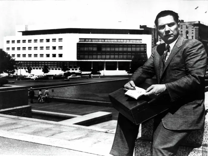 Framed Print : JAMES R. HOFFA-The union leader during a lunch recess of the Senate Labor Rackets Committee in Washington, D.C.. 8 / 23 / 57. Courtesy: CSU Archives  /  Everett Collection