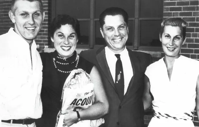 Framed Print : JAMES R. HOFFA-With his wife, son & daughter in Detroit, MI. 7 / 20 / 57. Courtesy: CSU Archives  /  Everett Collection