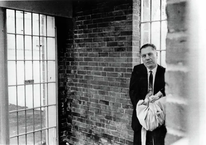 Framed Print : JAMES R.HOFFA- Teamsters Union chief entering Federal Prison to begin an 8-year sentence. Lewisburg, PA, 3 / 7 / 67. Courtesy: CSU Archives  /  Everett Collection