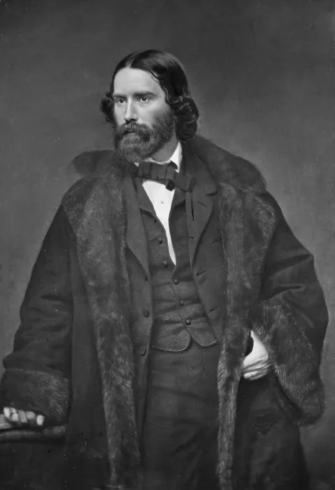 Framed Print : James Russell Lowell (1819-1891), American poet and writer who increased appreciation of English literature through his critical essays and magazine essays. Ca. 1860