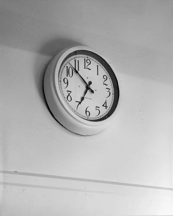 Framed Print : James Russell Lowell Elementary School, constructed in 1931, classroom clock in 1931 section, Louisville, Kentucky, photograph circa 1970s