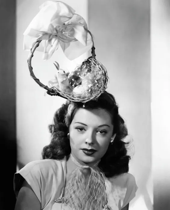 Framed Print : Jane Greer, modeling an enterprising Easter bonnet, 1947