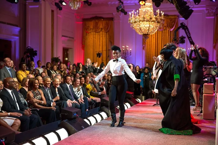 Framed Print : Janelle Monae on stage during Women of Soul: In Performance at the White House Framed Print : Janelle Monae on stage during Women of Soul: In Performance at the White House