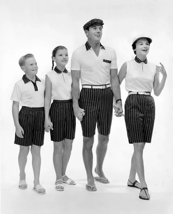 Framed Print : Jantzen sportswear presented the summer wear as Regimental Stripes for the whole family. 1957. (CSU_ALPHA_1335) CSU Archives / Everett Collection