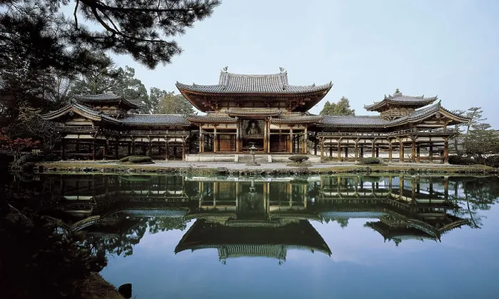 Framed Print : JAPAN. HONSHU. KYOTO. Kyoto. Main Hall or 'Hoodo' (Phoenix Pavilion) of the Byodoin Temple, built in 1053, Heian period. Japanese art. Heian period. Architecture