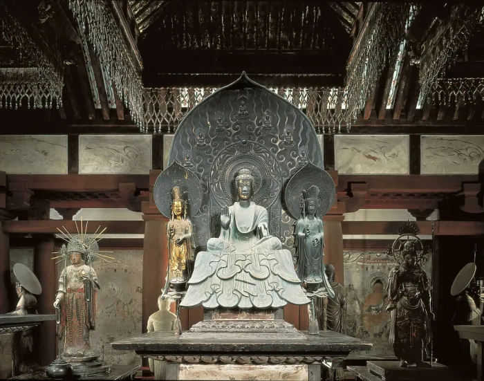 Framed Print : JAPAN. HONSHU. NARA. Irakuga. Horyuji Temple. Shakyamuni Buddha, located in the Golden Pavilion. Japanese art. Sculpture. AISA / Everett Collection**US SALES ONLY**