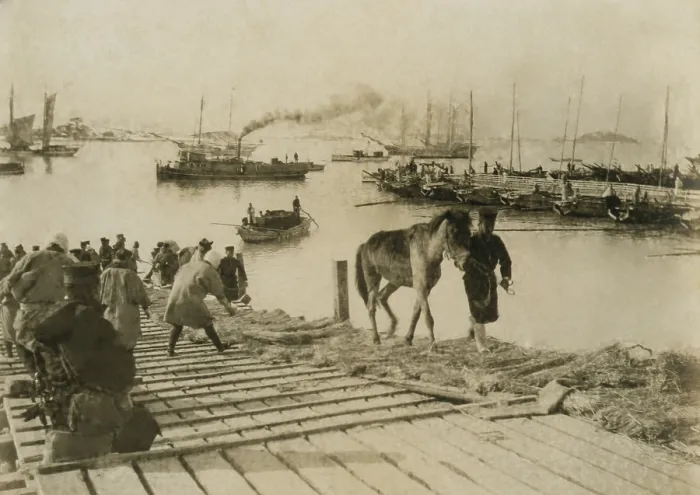 Framed Print : Japanese landing pack ponies at Chemulpo (Inchon), Korea, for advance on Seoul, Feb. 1904. At the beginning of the Russo-Japanese War in Feb. 10, 1905 Framed Print : Japanese landing pack ponies at Chemulpo (Inchon), Korea, for advance on Seoul, Feb. 1904. At the beginning of the Russo-Japanese War in Feb. 10, 1905