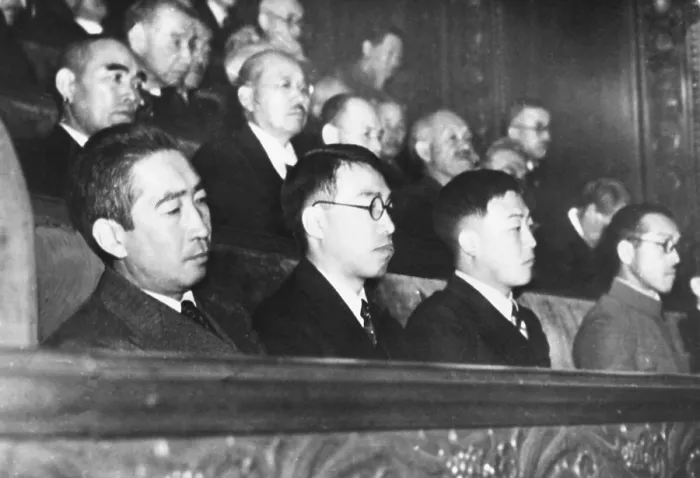 Framed Print : Japanese Princes attend a session of the Japanese Diet. Dec. 11, 1945. Left to right: Prince Takeda, Prince Higashikuni, and Prince Kaya. (CSU_2015_9_869)