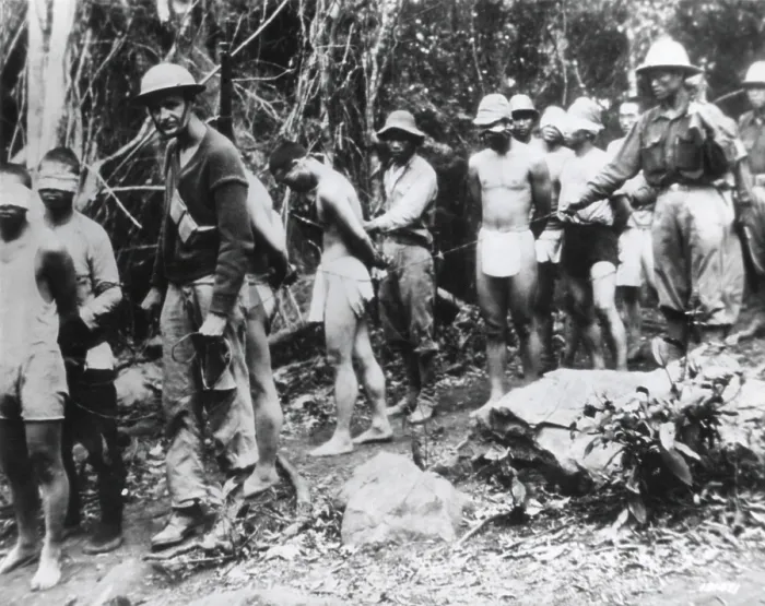 Framed Print : Japanese prisoners in western Bataan, in the custody of U.S. and Filippino soldiers Framed Print : Japanese prisoners in western Bataan, in the custody of U.S. and Filippino soldiers