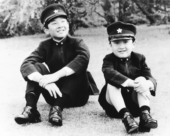 Framed Print : Japan's Prince Hiro (left) and Prince Aya where their school uniforms. April 10, 1972. Hiro was a freshman at Gakushuin Junior High School and Aya was in first grade