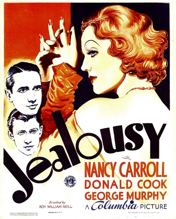 Framed Print : JEALOUSY, left from top: George Murphy, Donald Cook, right: Nancy Carroll, 1934
