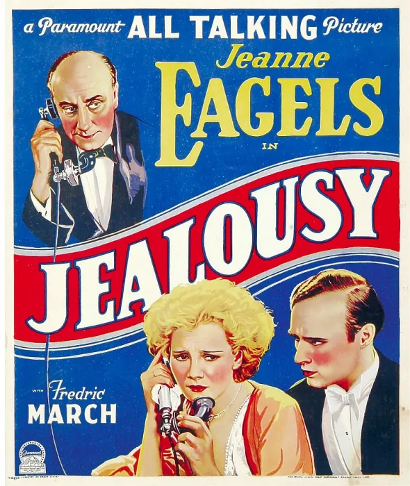 Framed Print : JEALOUSY, top: Halliwell Hobbes; bottom from left: Jeanne Eagels, Fredric March on window card, 1929 Framed Print : JEALOUSY, top: Halliwell Hobbes; bottom from left: Jeanne Eagels, Fredric March on window card, 1929