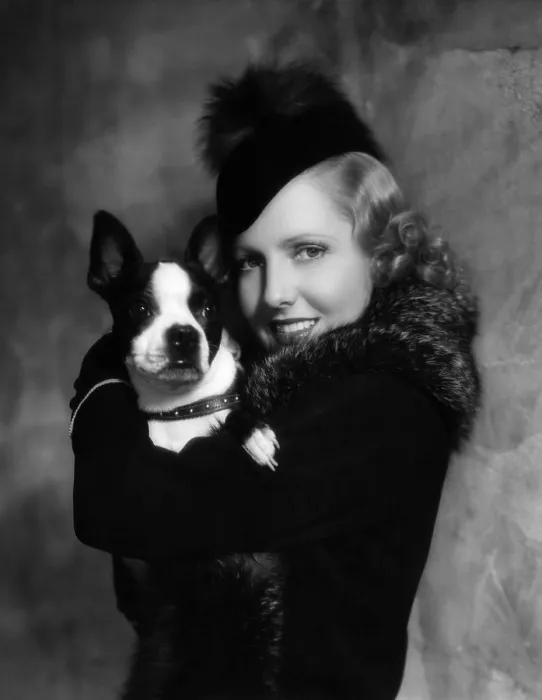 Framed Print : Jean Arthur with Boston Terrier, 1935