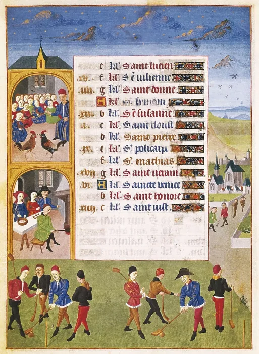 Framed Print : JEAN ROLIN, Maestro de(15th c.); ADELAIDA DE SABOYA, Maestro de(15th c.). The Hours of Adelaide of Savoy, Duchess of Burgundy. 1460-1465. The Month of February. Games. Gothic art