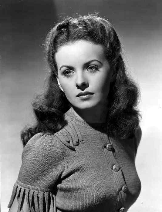 Framed Print : Jeanne Crain cardigan sweater with hand painted buttons, 1944