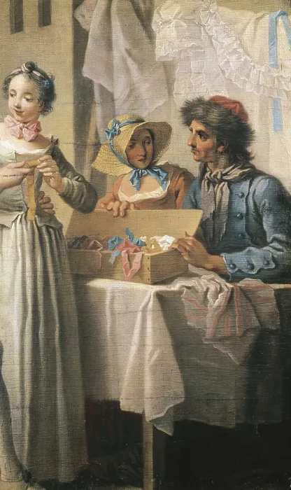 Framed Print : JEAURAT, Etienne (1699-1789). The Ribbon Seller. 1733. Oil on canvas. FRANCE. Paris. Muse Carnavalet (Carnavalet Museum). AISA / Everett Collection**US SALES ONLY** Framed Print : JEAURAT, Etienne (1699-1789). The Ribbon Seller. 1733. Oil on canvas. FRANCE. Paris. Muse Carnavalet (Carnavalet Museum). AISA / Everett Collection**US SALES ONLY**