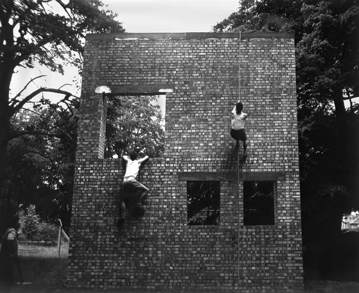 Framed Print : Two Jeds scale brick wall in training exercises at Milton hall, England, ca. 1944