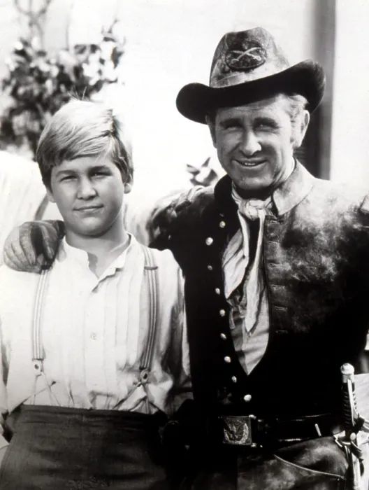 Framed Print : JEFF BRIDGES, age 12, with father LLOYD BRIDGES, in Western regalia for an appearance on THE LLOYD BRIDGES SHOW, [1962 episode], 1962-1963