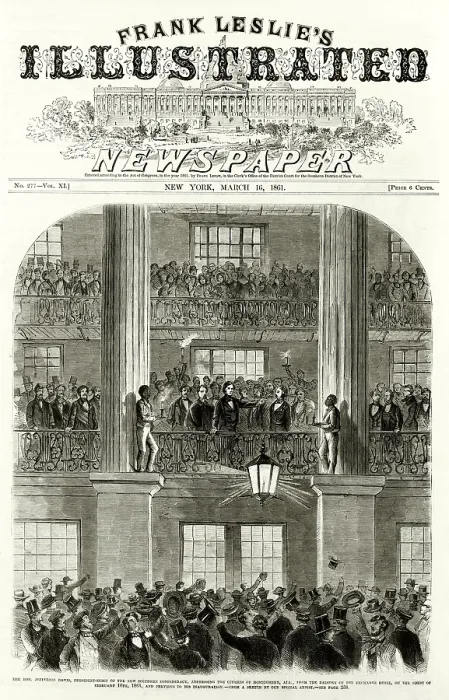 Framed Print : Jefferson Davis (1808-1889), president-elect of the new southern confederacy, addressing the citizens of Montgomery, Alabama, from the balcony of the Exchange Hotel, on Feb