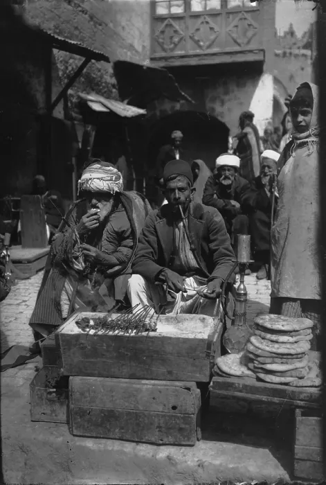 Framed Print : Jerusalem, meatball vendor, photograph by American Colony Photo Department, 1900-1920