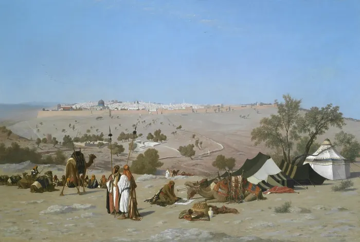 Framed Print : JERUSALEM FROM THE MOUNT OF OLIVES, by Charles-Theodore Frere, 1880, French painting, oil on canvas