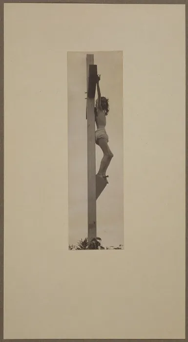 Framed Print : Jesus Christ, the Crucifixion in profile, platinum print photograph by F. Holland Day, 1898