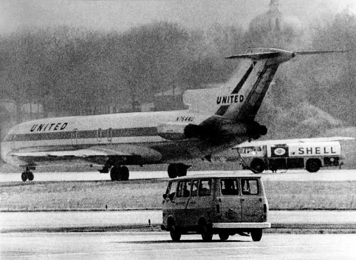Framed Print : Jet liner hijacked to Cuba. The United Airlines flight from Cleveland took on fuel at Atlanta and them continued to Cuba