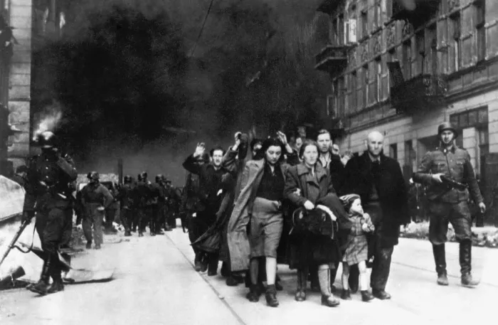 Framed Print : Jewish civilians forcibly pulled out of dug-outs by Germans during the Warsaw Ghetto Uprising, April 19-May 16, 1943 Framed Print : Jewish civilians forcibly pulled out of dug-outs by Germans during the Warsaw Ghetto Uprising, April 19-May 16, 1943