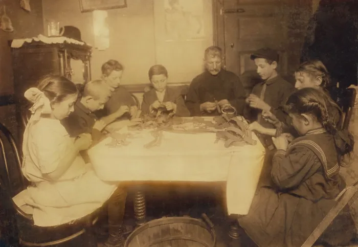 Framed Print : A Jewish family of Adolph Weiss and neighbors worked until late at night making garters several nights in the week. The youngest children worked until 9 P.M
