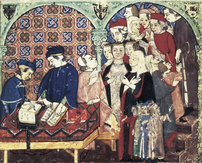 Framed Print : Jewish moneylenders (14th c.). Gothic art. Miniature Painting. UNITED KINGDOM. London. The British Museum. AISA / Everett Collection**US SALES ONLY**