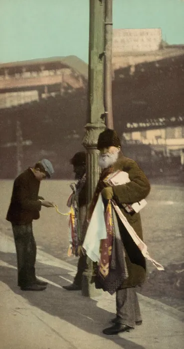 Framed Print : Two Jewish peddlers selling ties on the street, probably New York. Ca. 1902