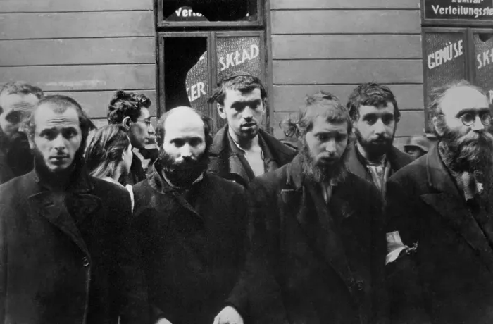 Framed Print : Jewish Rabbis captured by Germans during the Warsaw Ghetto Uprising, April 19-May 16, 1943. Photo from the World War 2 report of SS officer Jürgen Stroop to Heinrich Himmler