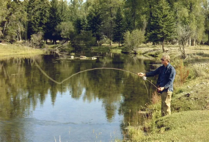 Framed Print : Jimmy Carter fishing in the Grand Tetons Wyoming. August 1978