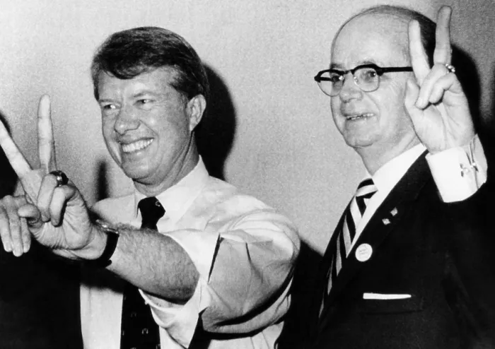 Framed Print : Jimmy Carter and Lester Maddox win the jobs of governor and lieutenant governor in Georgia, 1970. Courtesy: CSU Archives / Everett Collection
