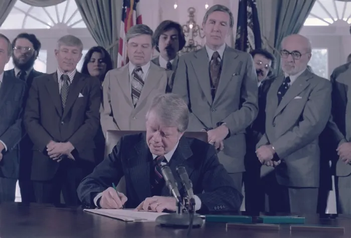 Framed Print : Jimmy Carter signs the Endangered American Wilderness Act which added 1.3 million acres to protected national lands. October 21 1978