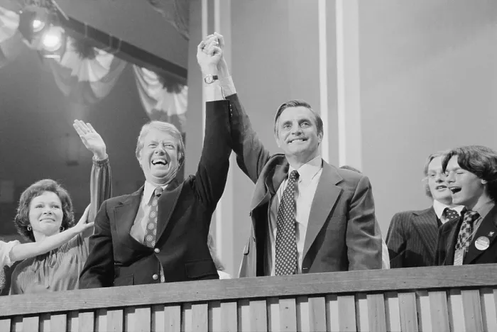 Framed Print : Jimmy Carter and Walter Mondale at the Democratic National Convention New York City. July 15 1976 Framed Print : Jimmy Carter and Walter Mondale at the Democratic National Convention New York City. July 15 1976