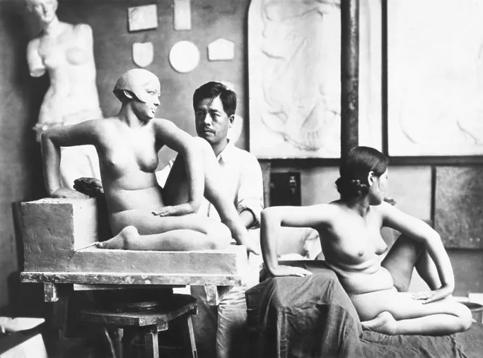 Framed Print : Jitsuzo Hinako, Japanese sculptor, at work on nude statue, Sept. 5, 1932. He studied with sculptor Fumio Asakura at the Tokyo University of Art. (CSU_2015_9_858)