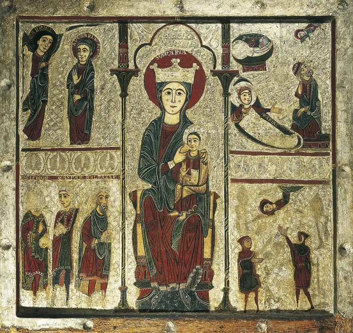 Framed Print : JOAN, called 'Maestro Joan' (13th century). Altar Frontal from Rigatell. 2nd half s.XIII. Tempera on wood with stucco reliefs. Romanesque art. Tempera on wood. SPAIN Framed Print : JOAN, called 'Maestro Joan' (13th century). Altar Frontal from Rigatell. 2nd half s.XIII. Tempera on wood with stucco reliefs. Romanesque art. Tempera on wood. SPAIN