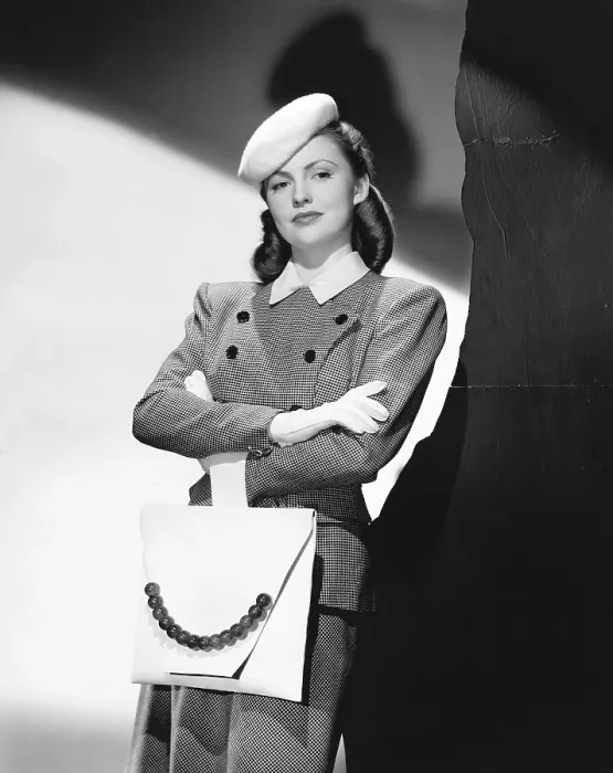 Framed Print : Joan Leslie with handbag designed by Ben R. Brody, 1945 Framed Print : Joan Leslie with handbag designed by Ben R. Brody, 1945