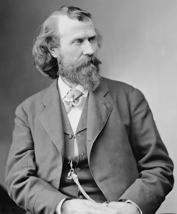 Framed Print : Joaquin Miller (1837-1913) (born Cincinnatus Hiner Miller), flamboyant poet and journalist, of unsophisticated but popular works. Ca. 1875