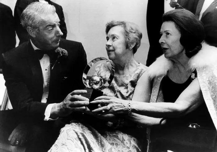 Framed Print : Joe DiMaggio, Eleanor Gehrig and Claire Ruth at the 100th Anniversary All-Star dinner