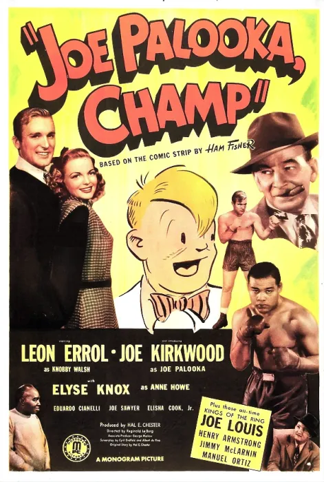 Framed Print : JOE PALOOKA, CHAMP (aka JOE PALOOKA, CHAMPION), US poster, from left: Joe Kirkwood Jr. Elyse Knox, Joe Palooka, Joe Kirkwood Jr. Leon Errol