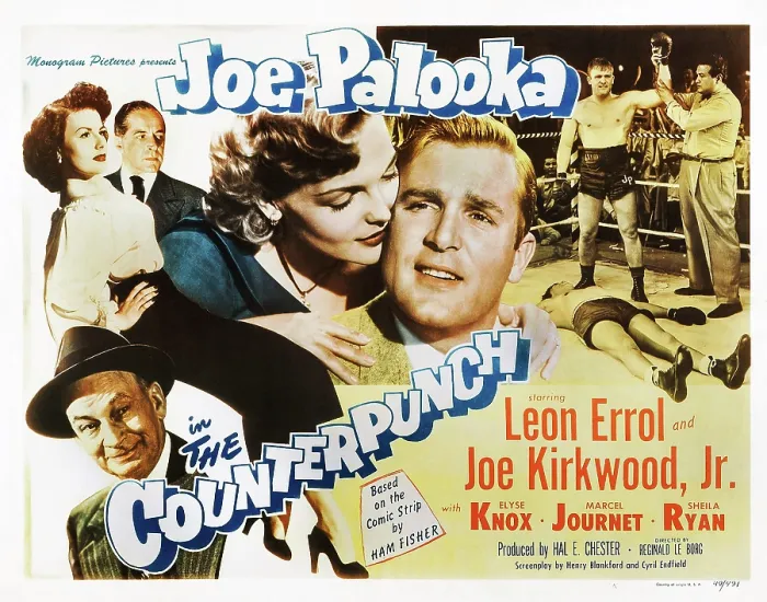 Framed Print : JOE PALOOKA IN THE COUNTERPUNCH, Leon Errol (bottom left), Elyse Know (left of center), Joe Kirkwood Jr. (center), Sheila Ryan (top left), Marcel Journet, 1949 Framed Print : JOE PALOOKA IN THE COUNTERPUNCH, Leon Errol (bottom left), Elyse Know (left of center), Joe Kirkwood Jr. (center), Sheila Ryan (top left), Marcel Journet, 1949