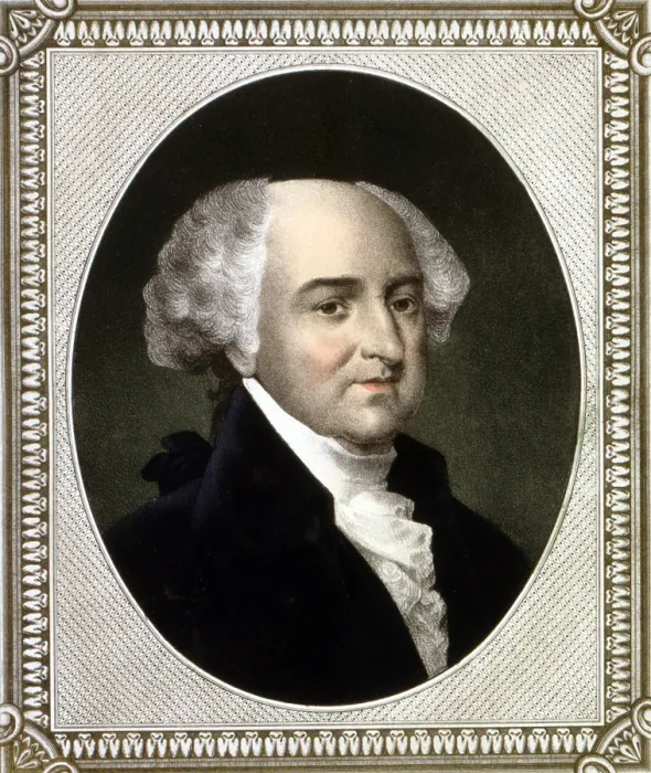 Framed Print : John Adams, 2nd president of the United States, color lithograph ca. 1846