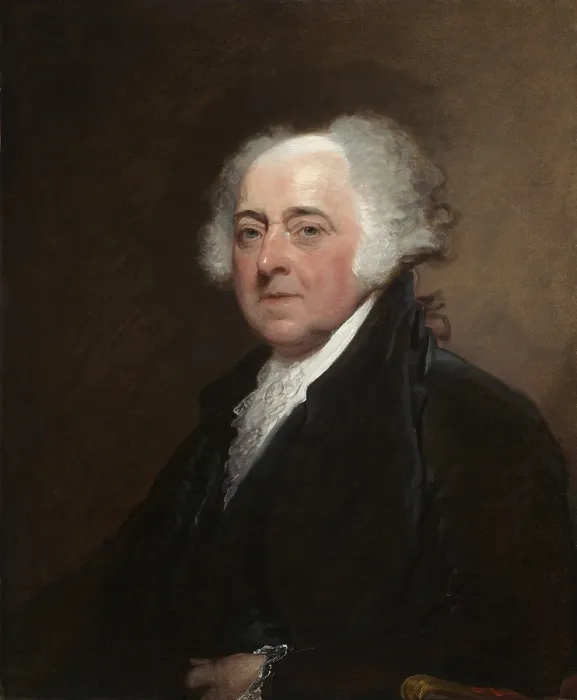 Framed Print : John Adams, by Gilbert Stuart, c. 1800-15, American painting, oil on canvas. Adams sat for this preliminary portrait in Philadelphia during his presidency